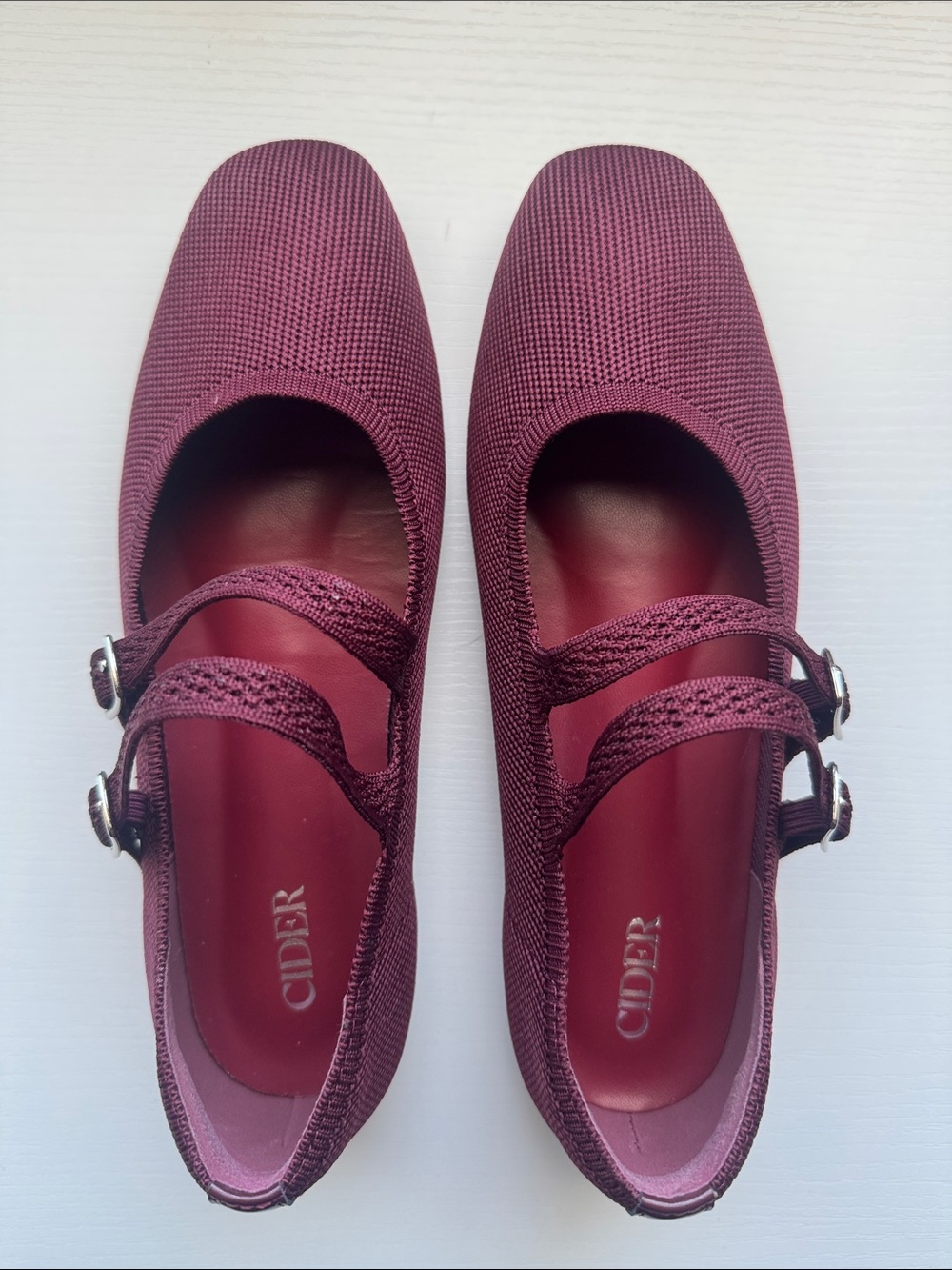 Cider Burgundy Double-Buckle Mary Jane Flats Size 37/ 6.5